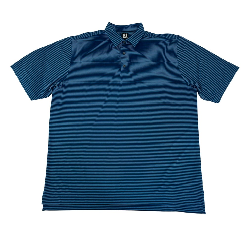 FootJoy Polo Shirt Mens XL Blue Striped Short‎ Sleeve Golf Performance